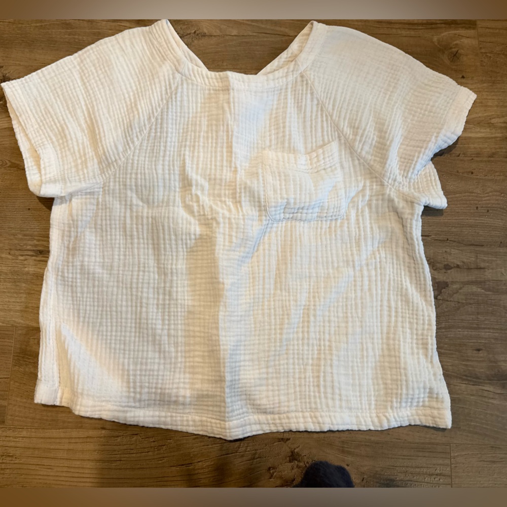 Madewell Cream Linen Short Sleeve Tee